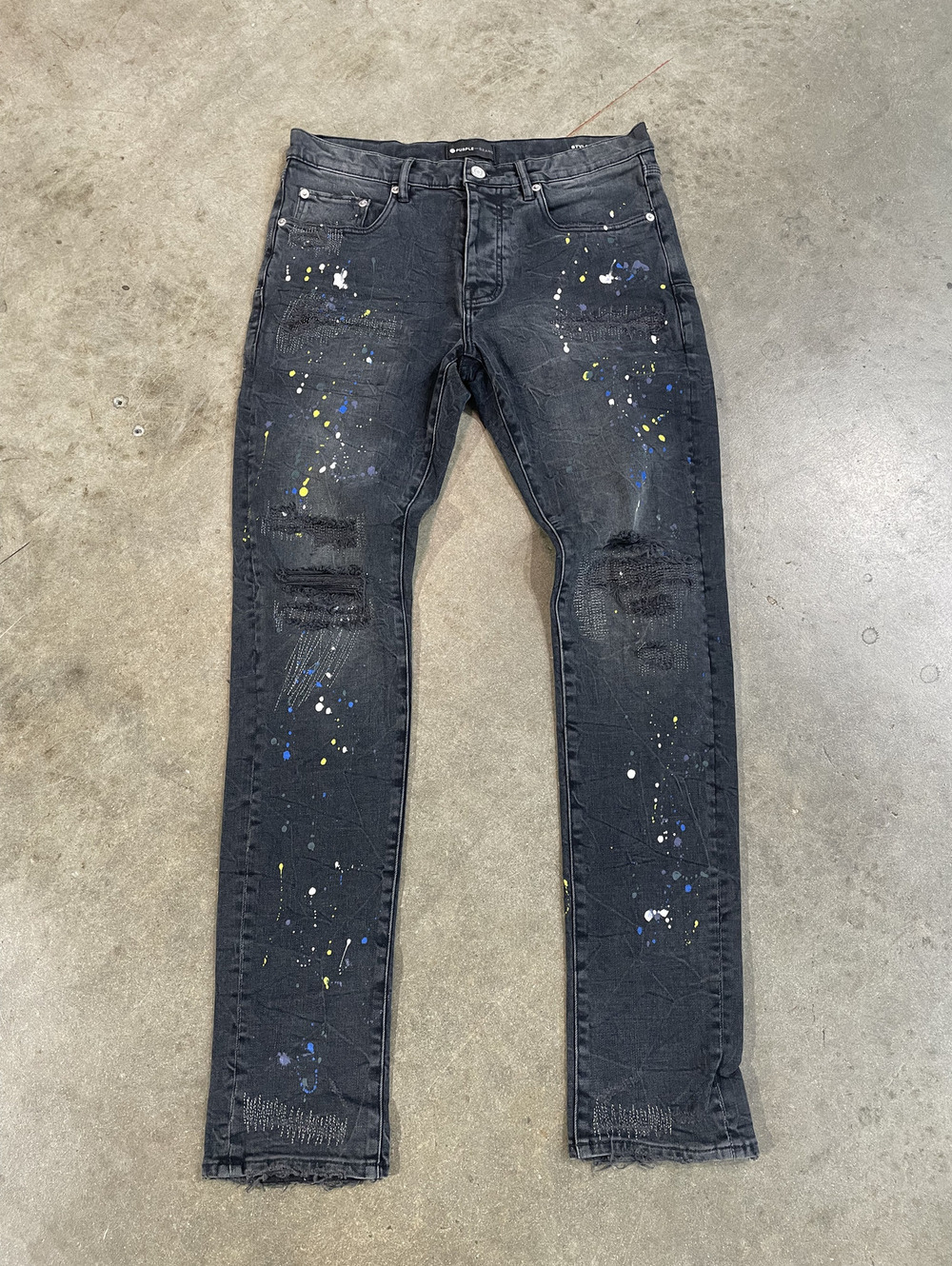 Purple Brand Black Paint splatter distressed Denim 34x32